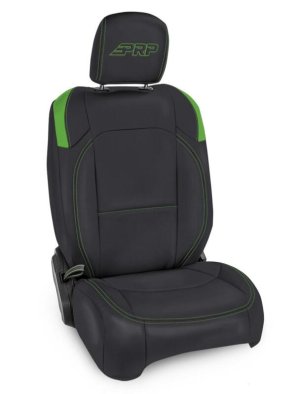 Jeep Wrangler JL Front Seat Covers - PRP Seats - Molle Back - Black/Green - `18-`27 Jeep Wrangler JL Front Seat Covers - PRP Seats - Molle Back - Black/Green - `18-`27